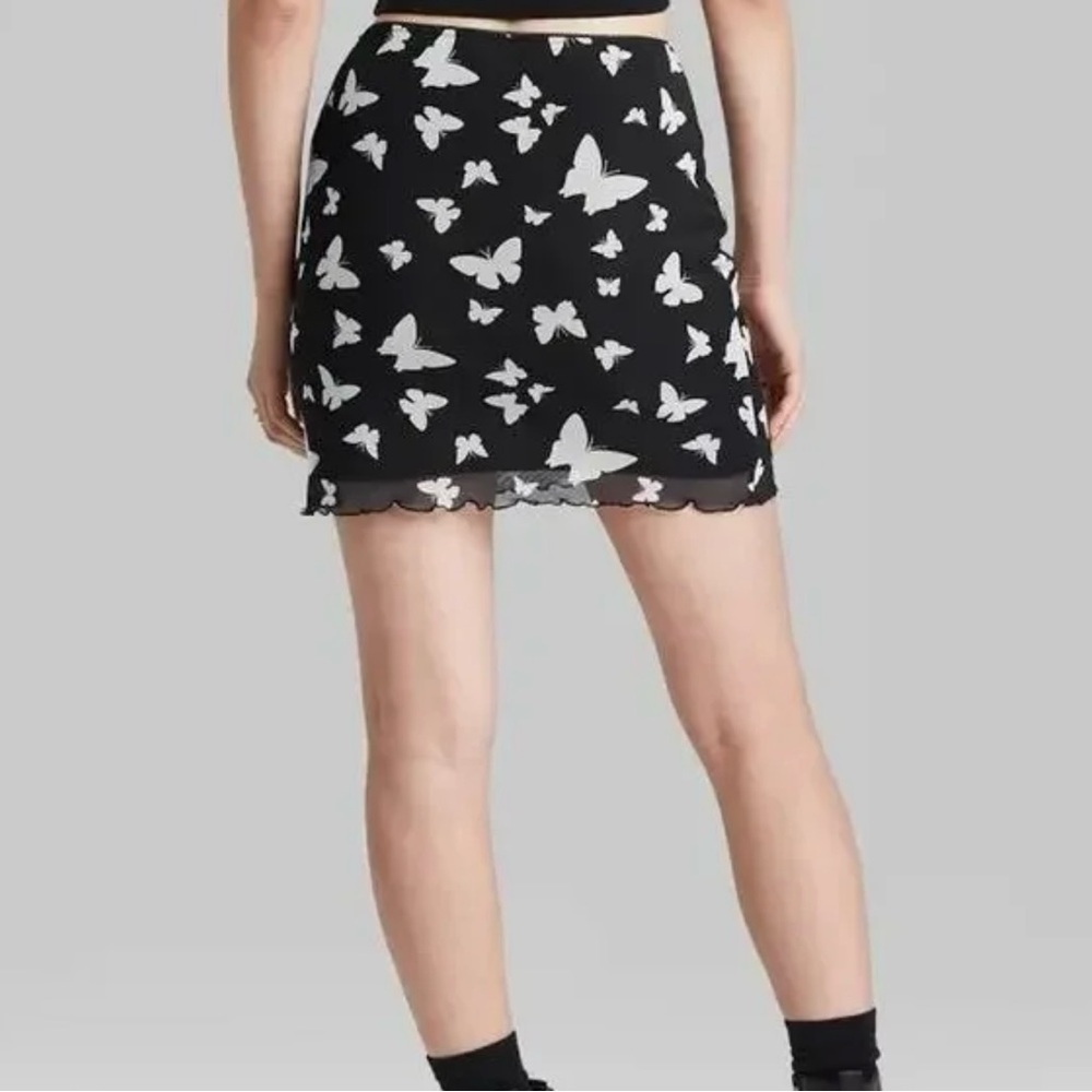 Wild Fable Black Butterfly Mesh Mini Skirt XXL Y2K Style